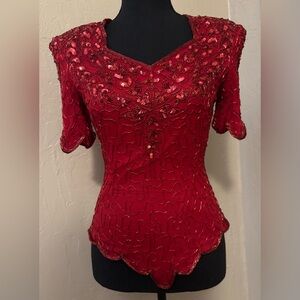 Elegant Red Sequin Women's Top